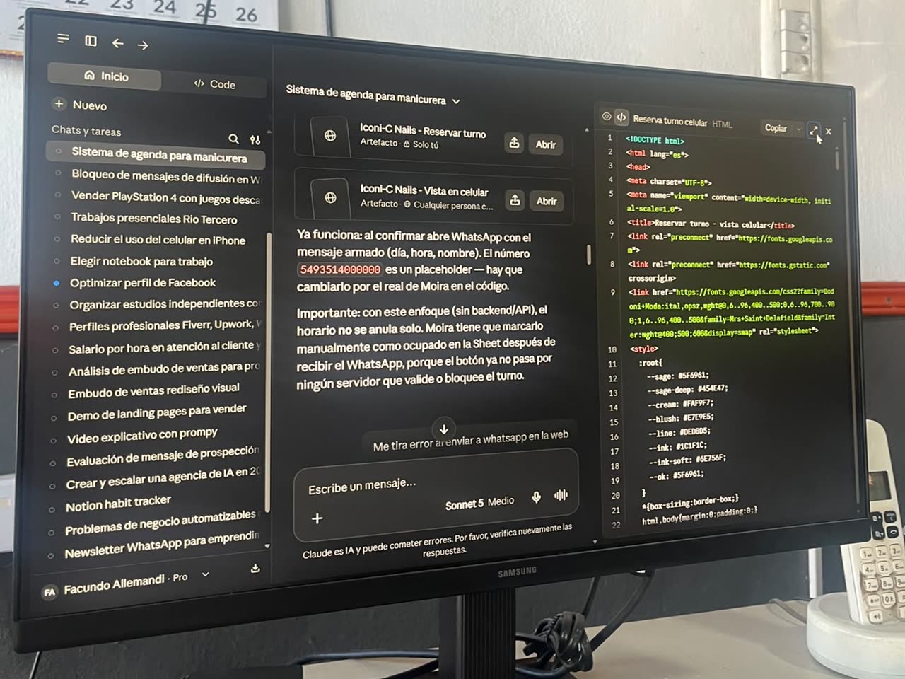 Sistema de turnos en desarrollo