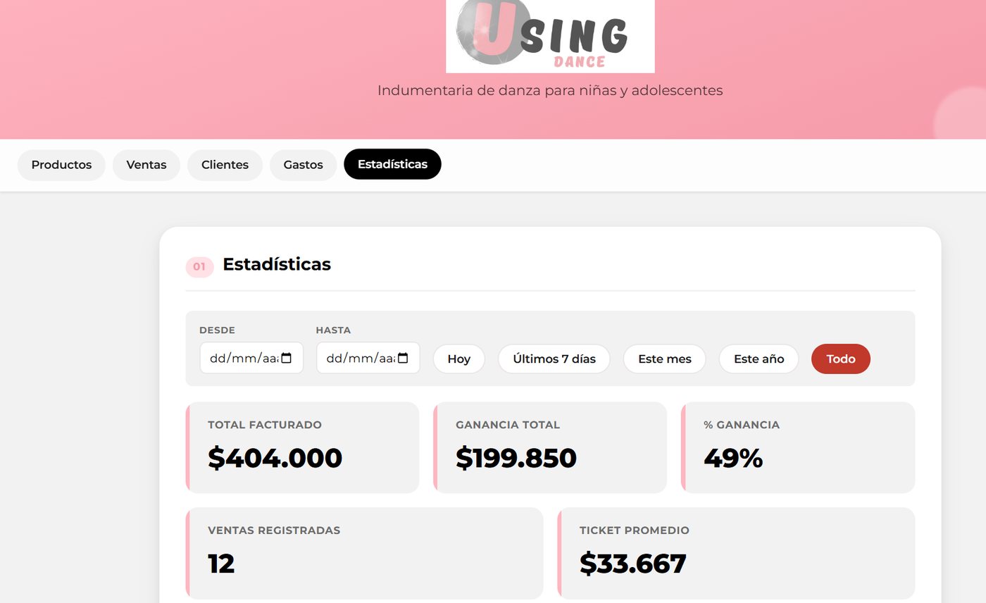 Sistema de ventas de Using Dance